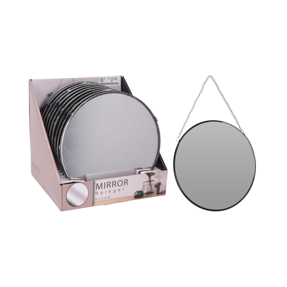 Koopman Mirror Hang 20Cm Metal Black