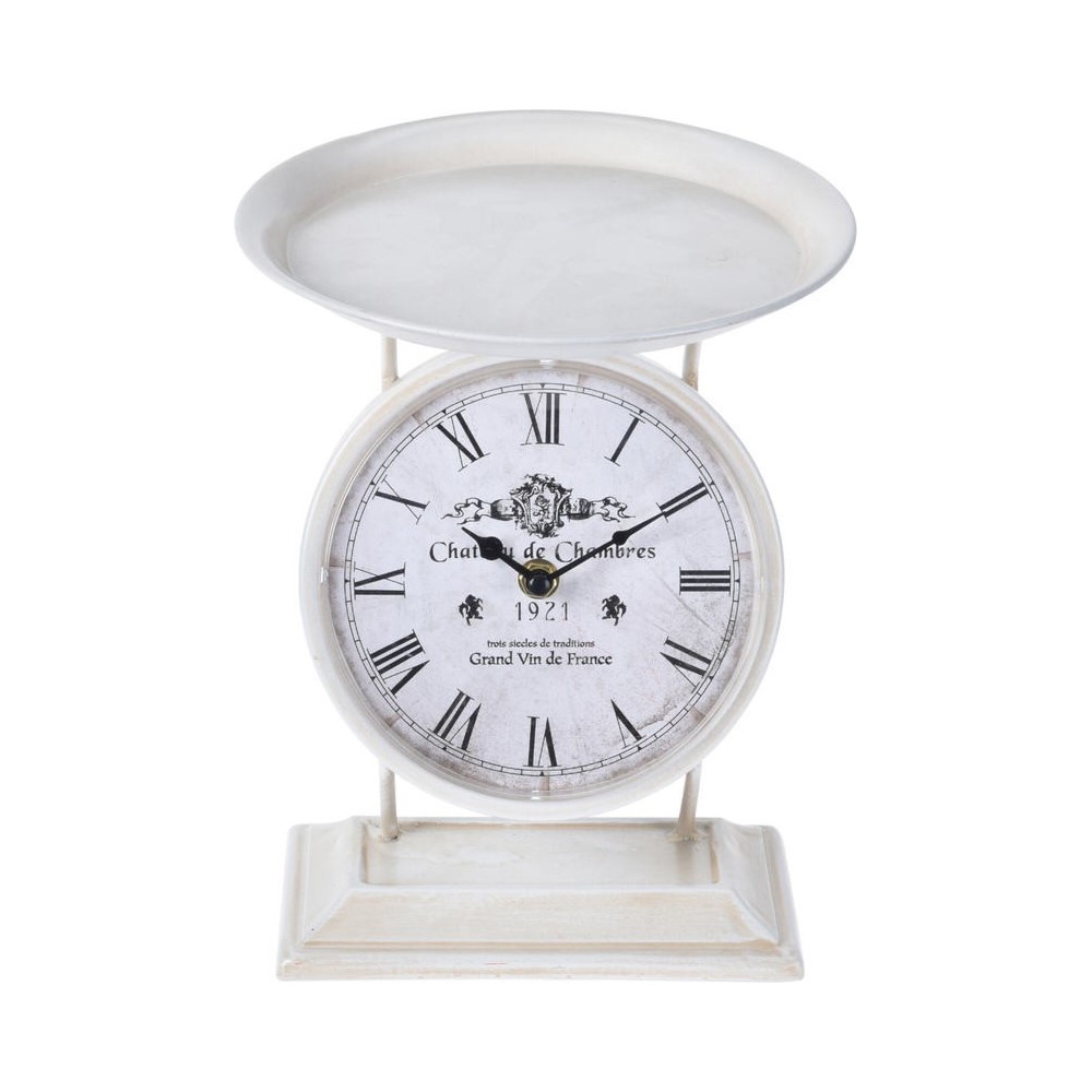 Koopman Table Metal Clock White 20X20X25.5Cm
