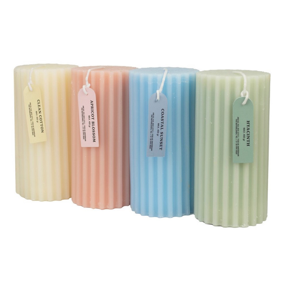 Koopman Candle Pillar Ribbed 4Ass Clr