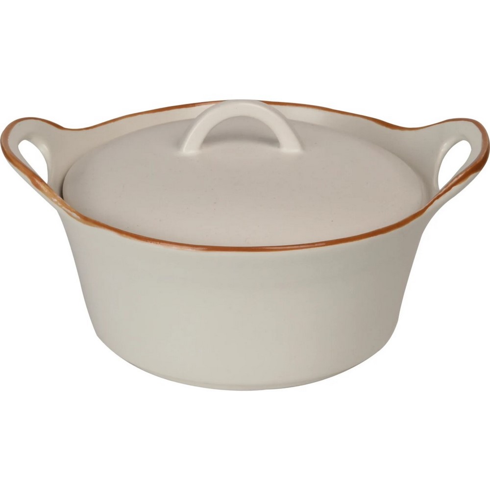 Koopman Pan Pottery 350Ml With Lid White Color