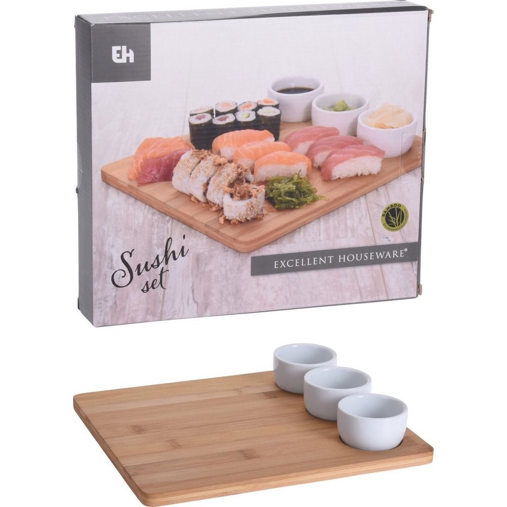 Koopman Sushi Set 4Pcs Bamboo Porcelain