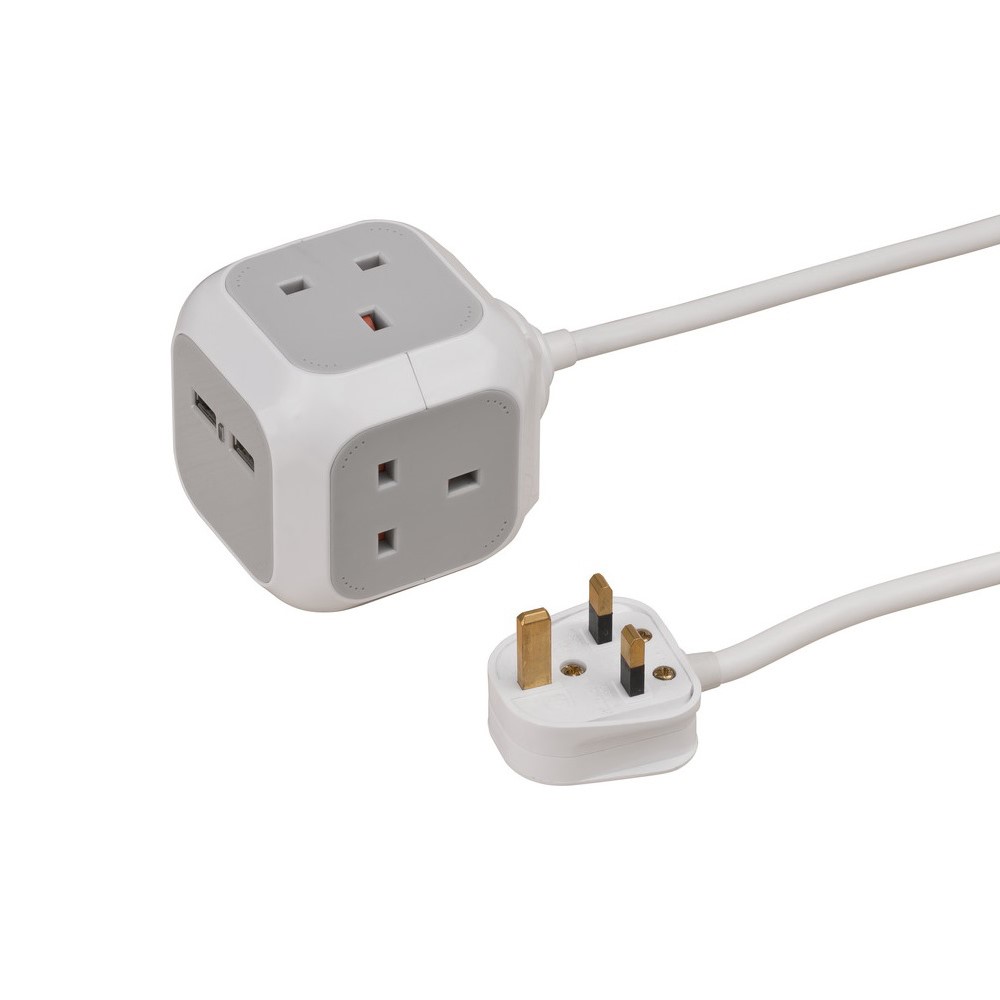 Brennenstuhl Power Extension Cube 3 Way + 2 Usb