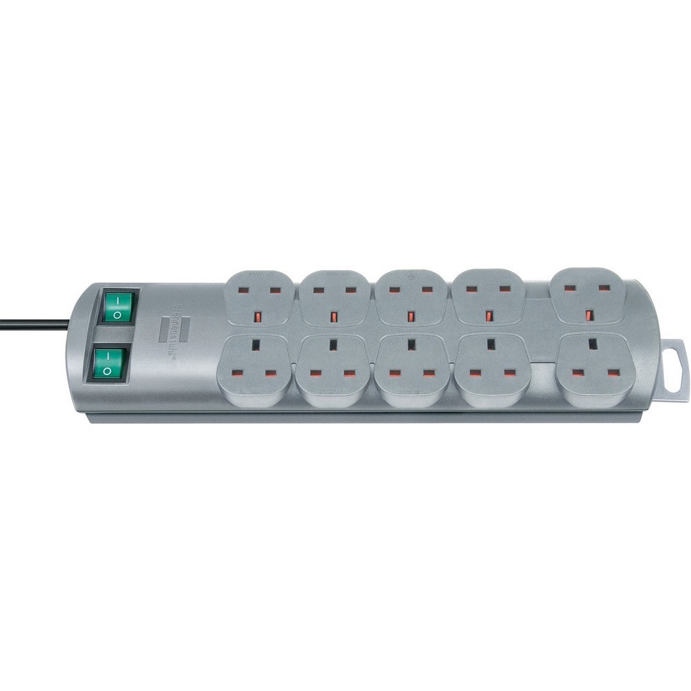 Brennenstuhl Extension Lead 10 Way 2M Silver