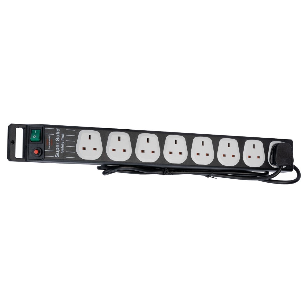 Brennenstuhl Extension Lead 8 Way With Safety Fuse Button 2,5M Black/Grey