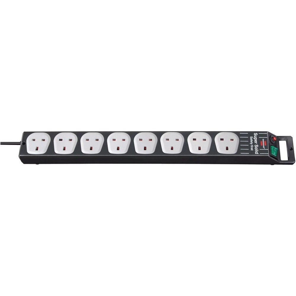 Brennenstuhl Extension Lead 8 Way With Safety Fuse Button 2,5M Black/Grey
