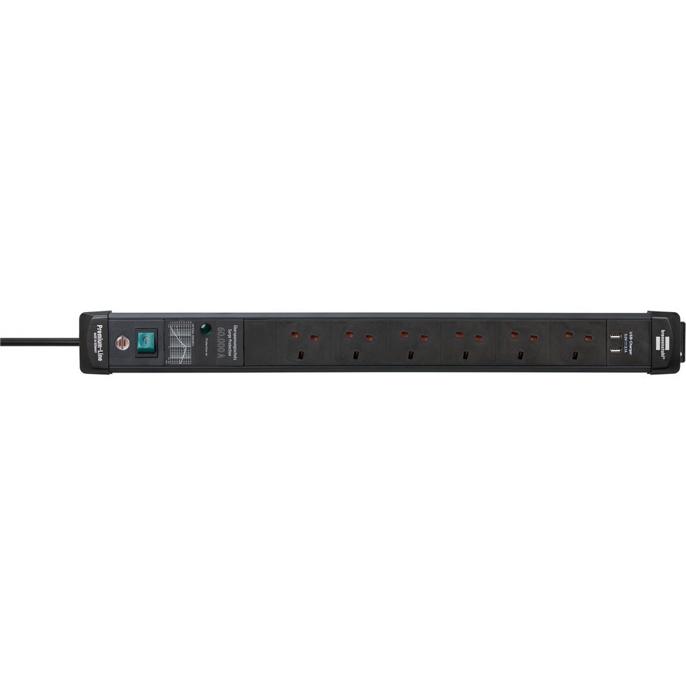 Brennenstuhl Extension Lead 6 Way +2 Usb With Surge Protection 3M