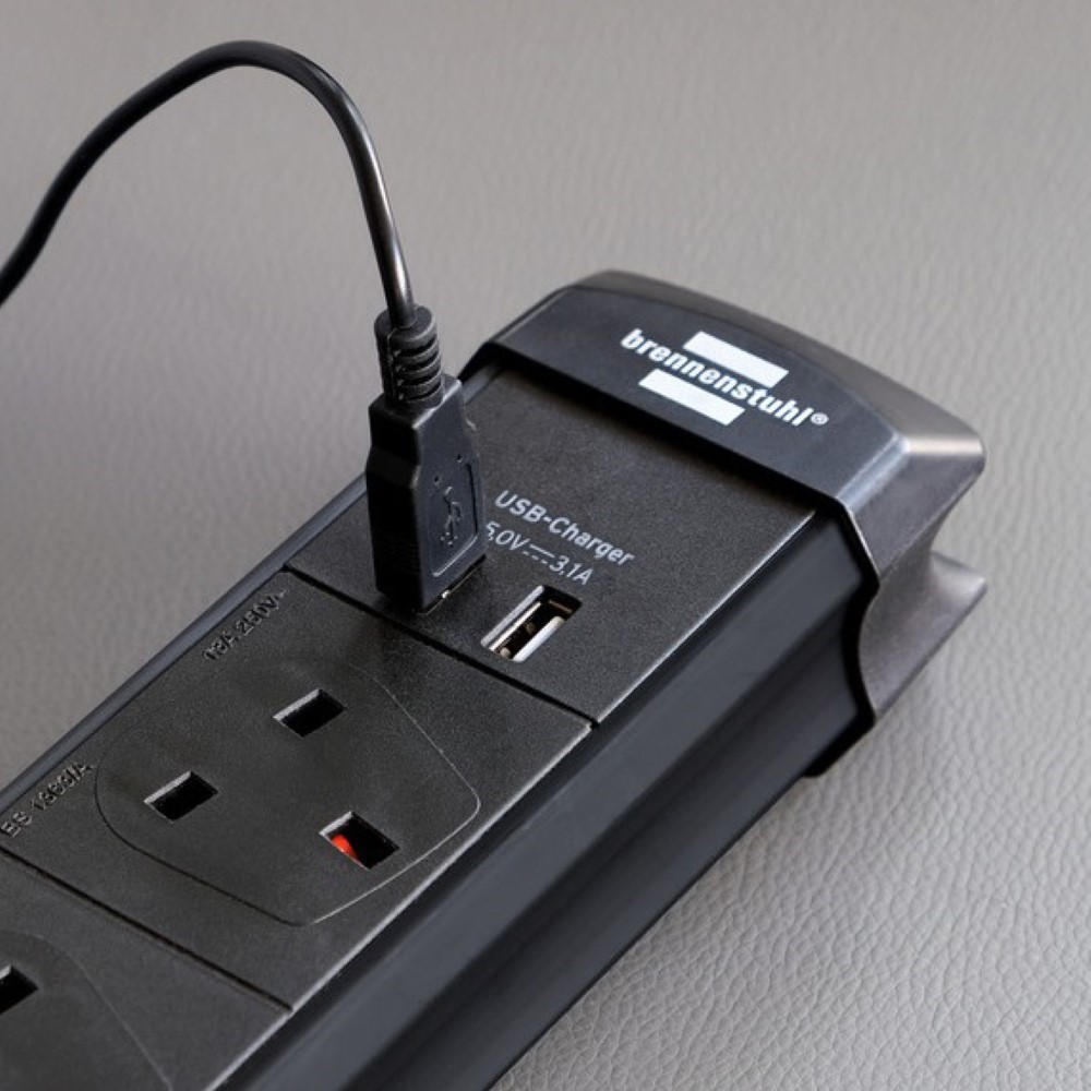Brennenstuhl Extension Lead 6 Way +2 Usb With Surge Protection 3M