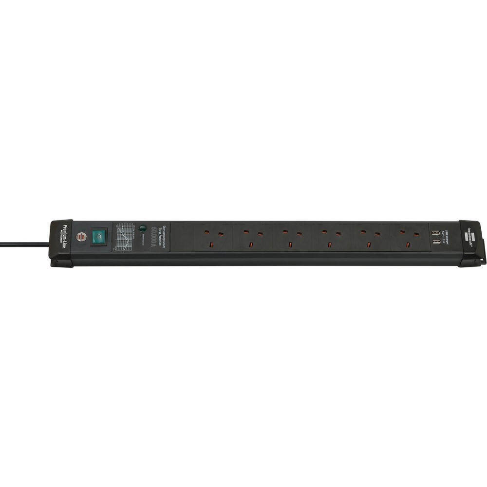 Brennenstuhl Extension Lead 6 Way +2 Usb With Surge Protection 3M