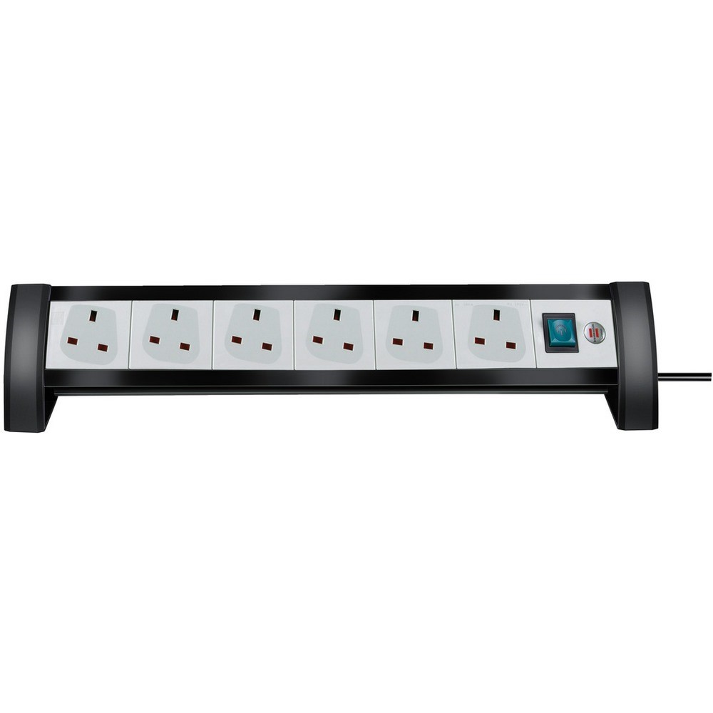 Brennenstuhl Premium Office Line Extension Lead 6 Way 3M Black-Grey