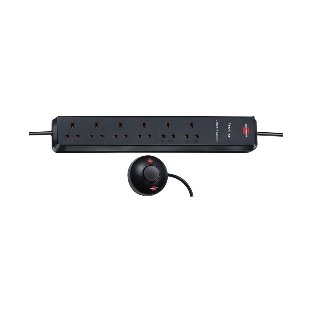 Brennenstuhl Eco-Line Extension Lead 6 Way With Foot-Operated Switch 2M