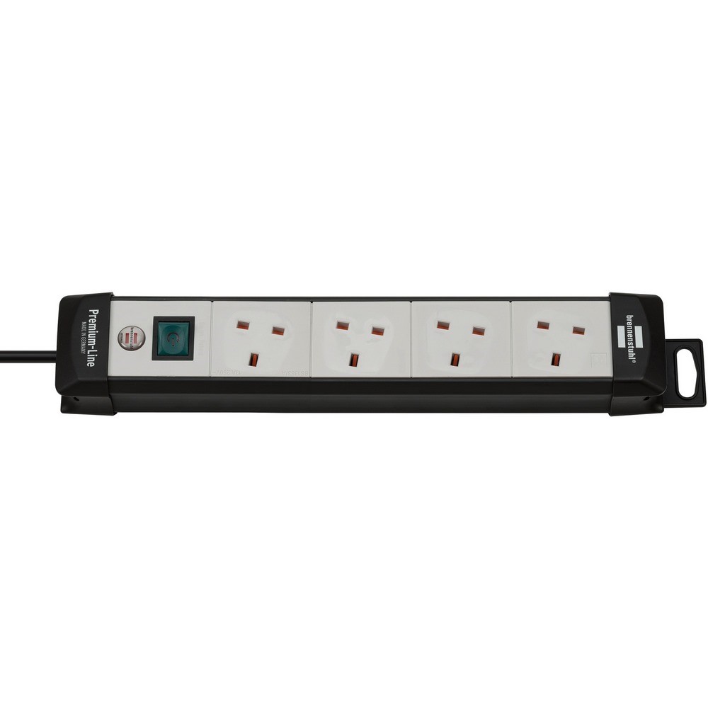Brennenstuhl Extension Lead 4 Way With Switch 3M Black-Grey