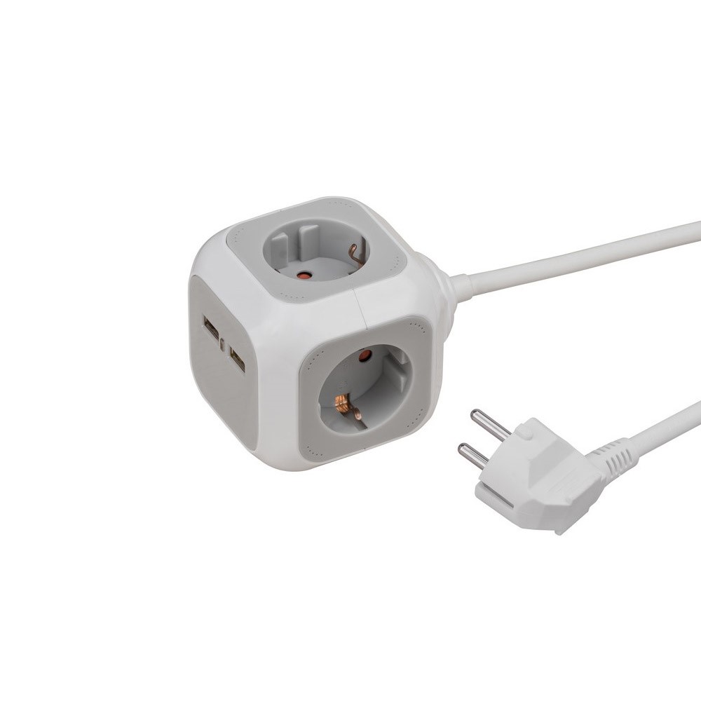 Brennenstuhl Alea Power Usb Charger Socket Cube 4 Way + 2 Usb 1.4M
