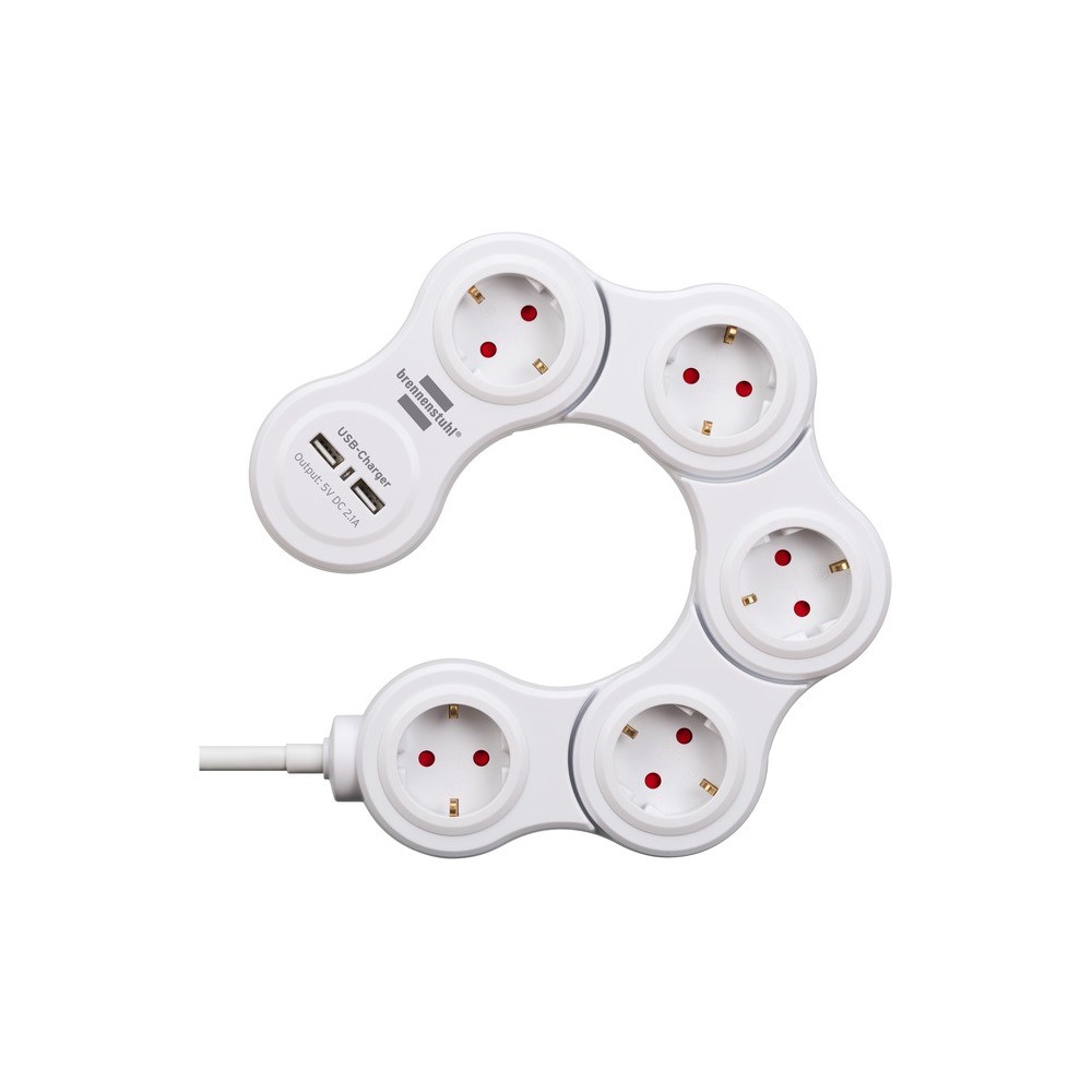 Brennenstuhl Mobile Power Strip 5 Way + 2 Usb 1.4M