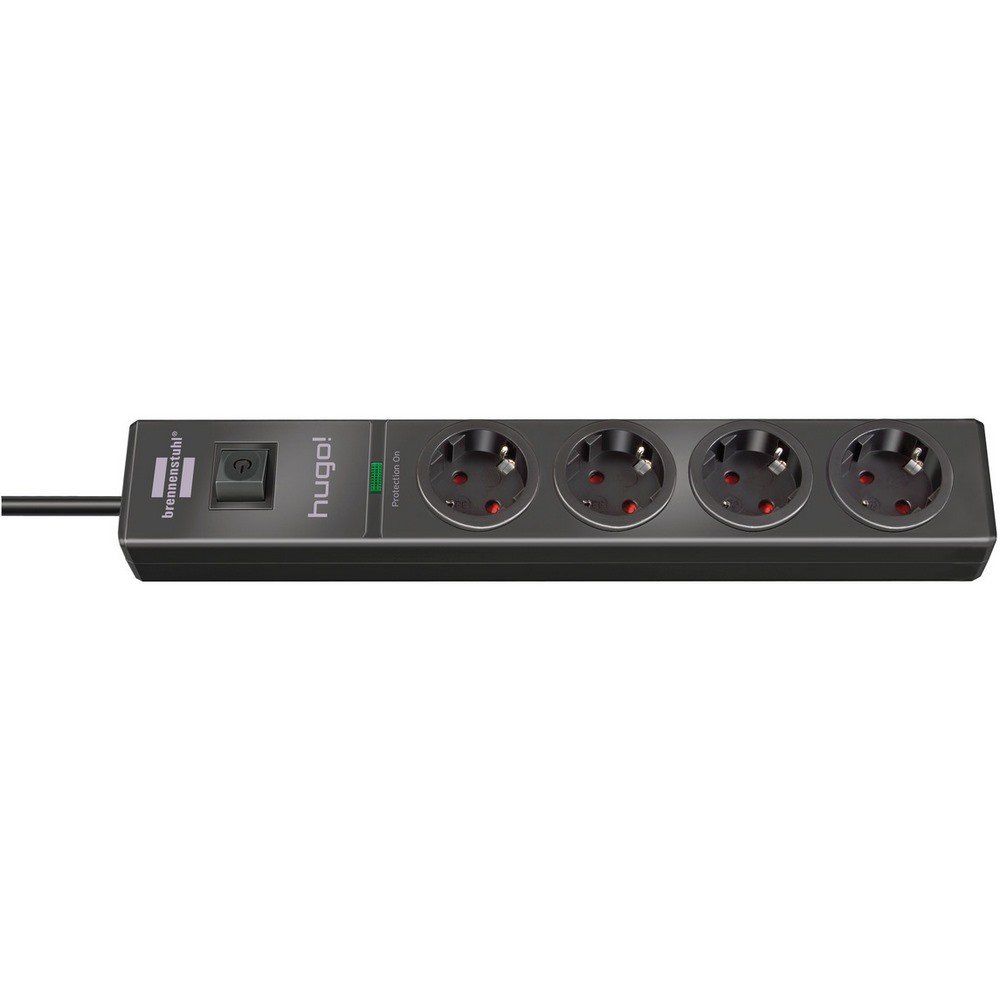 Brennenstuhl Extension Lead With Surge Protection 4 Way 2M Black