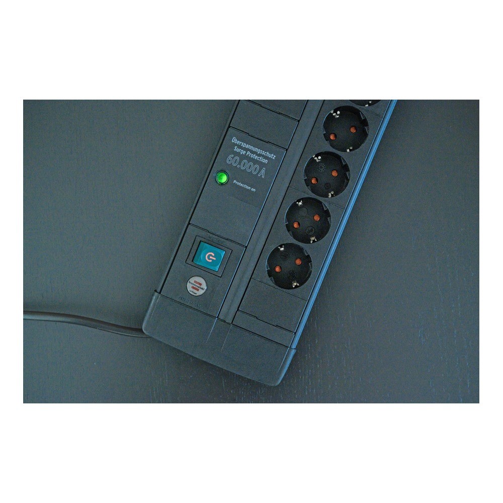 Brennenstuhl Extension Lead 8 Way With Surge Protector 3M Black