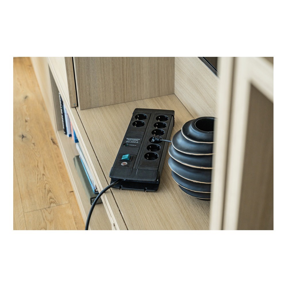 Brennenstuhl Extension Lead 8 Way With Surge Protector 3M Black