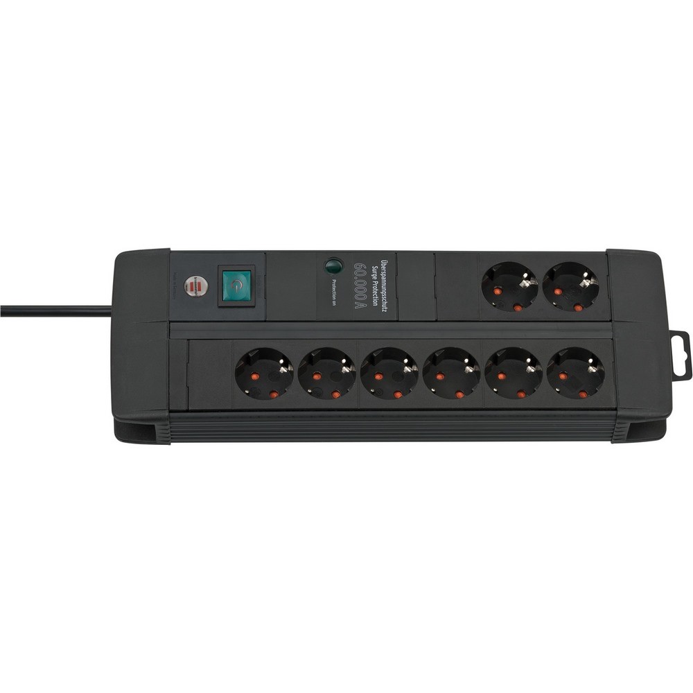 Brennenstuhl Extension Lead 8 Way With Surge Protector 3M Black