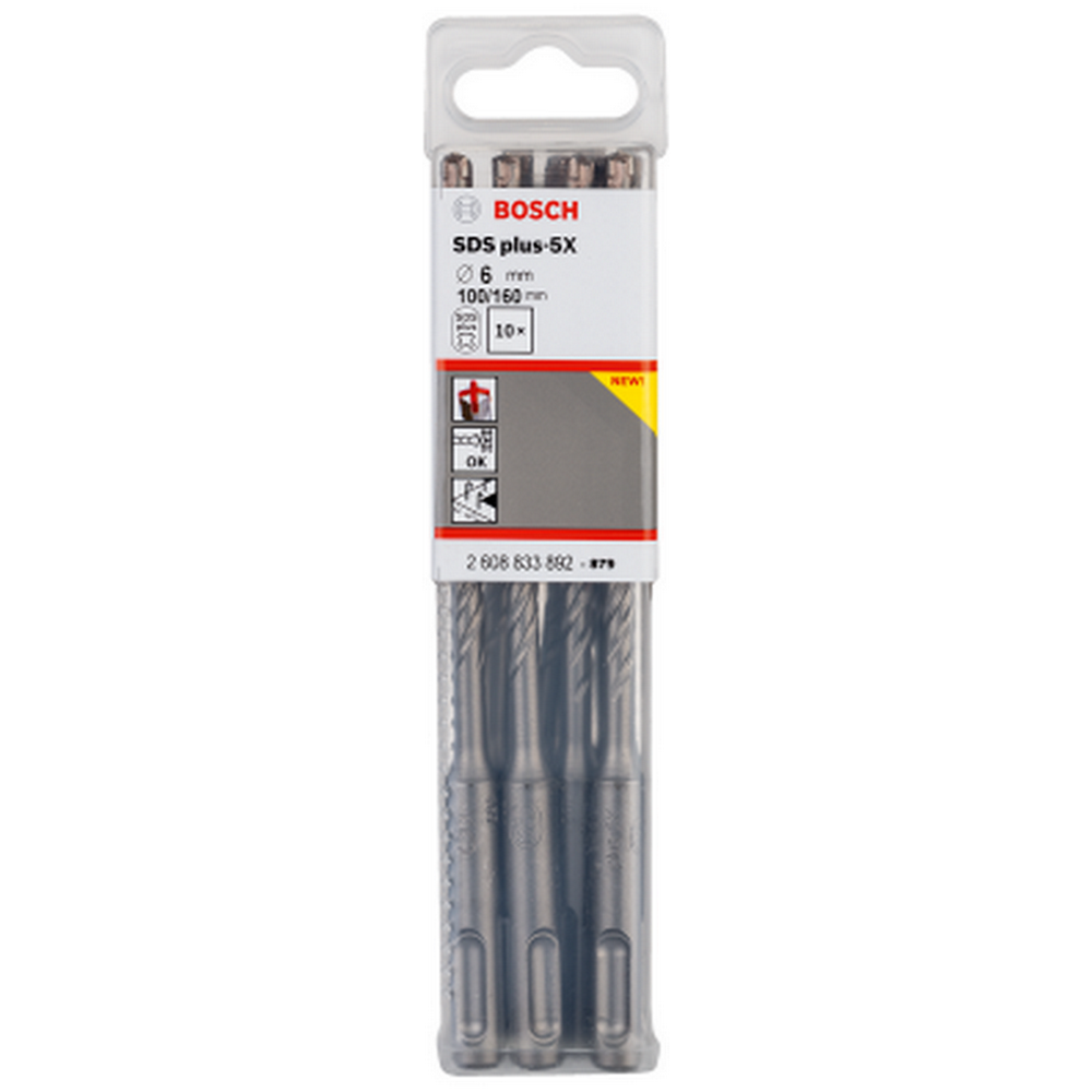 BOSCH Bosch Sds-Plus-5X Hammer Drill Bit 6*160 Mm 10 Pcs