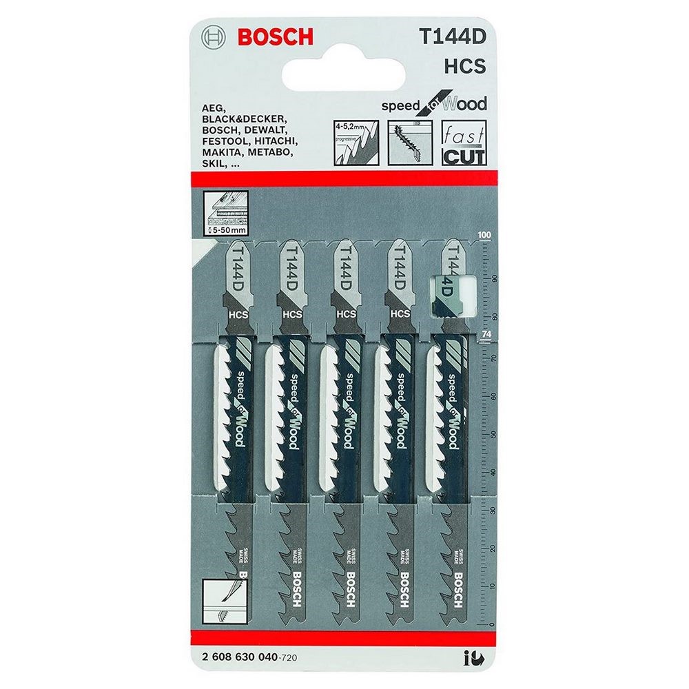 BOSCH Bosch Jigsaw Blade Speedforwood T144D 5 Pcs