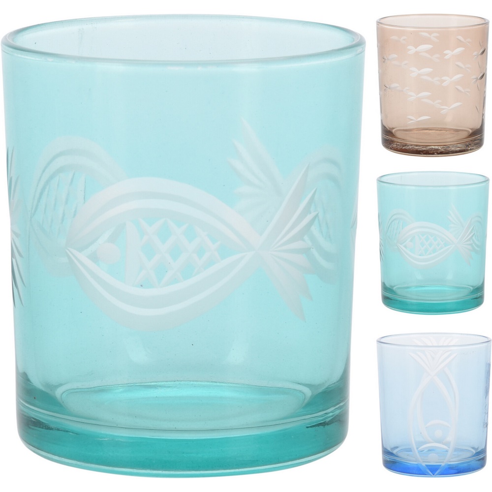 Koopman Tealight Holder Glass Carved