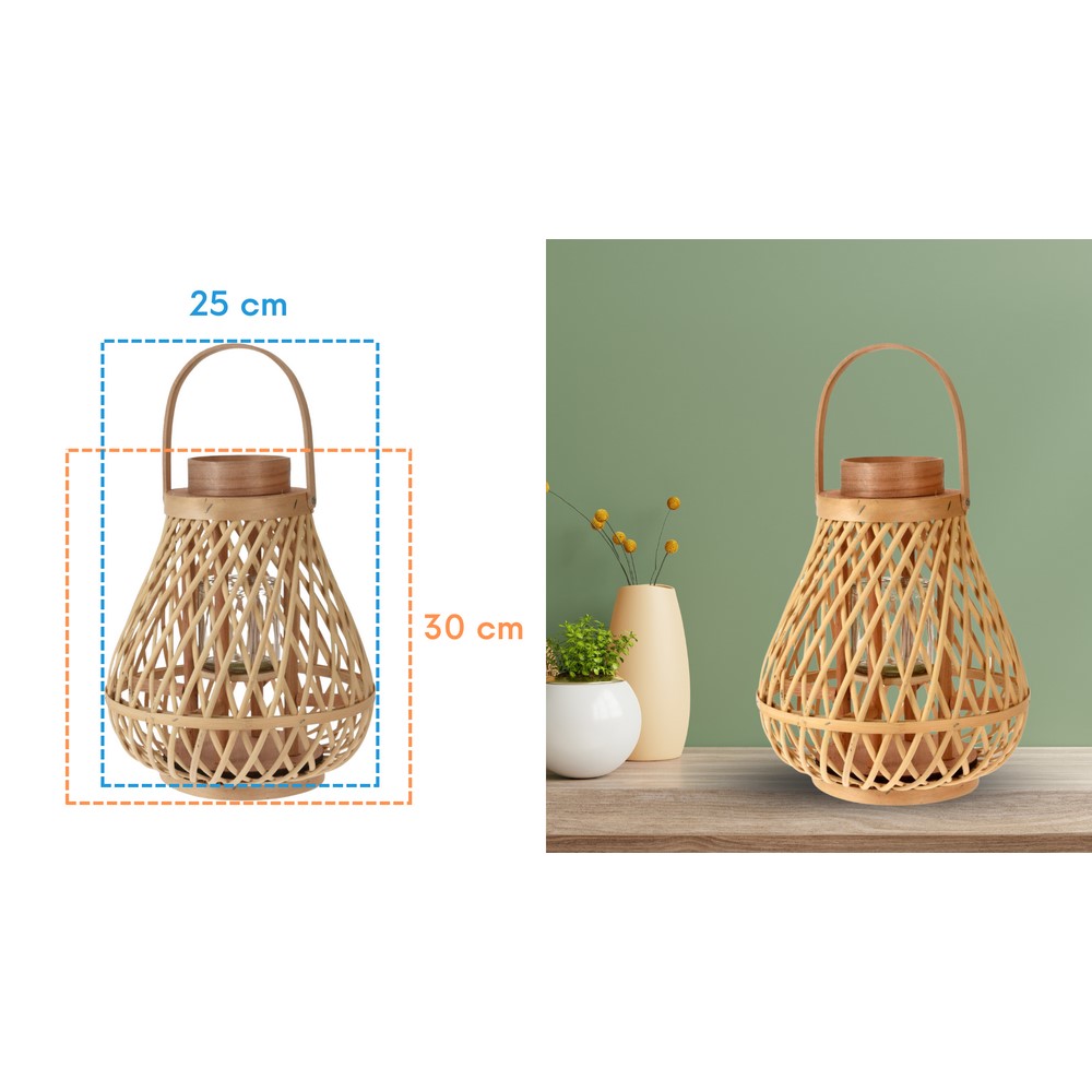 Koopman Lantern Rattan D25Xh30Cm Natur