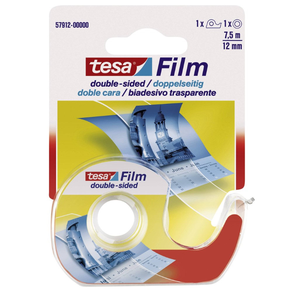 Tesafilm Double-Sided Tape, 7.5M:12Mm, Transparent  + Dispenser