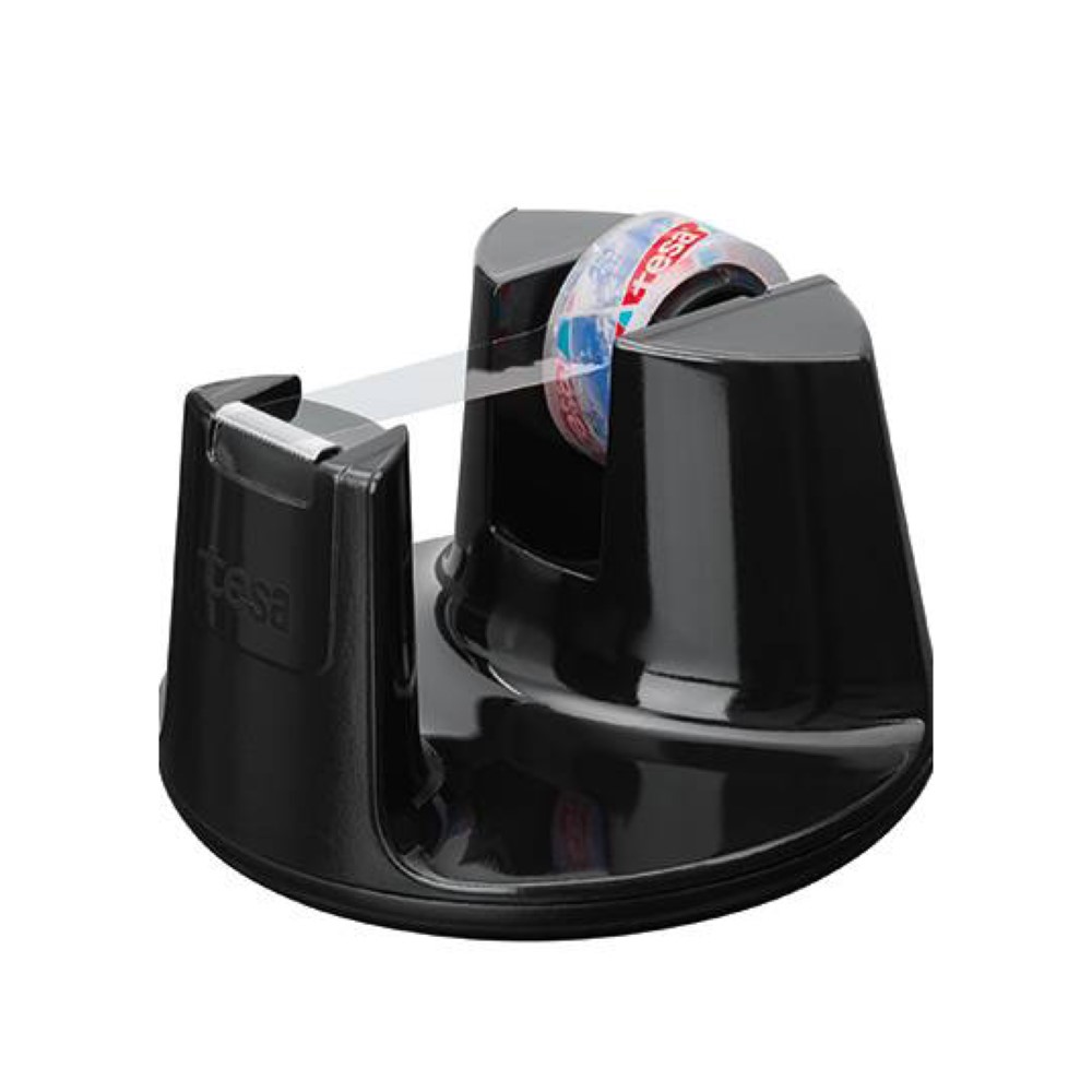 Tesa Compact Desk Dispenser, Black + Tesafilm Crystal Clear 10M : 15Mm