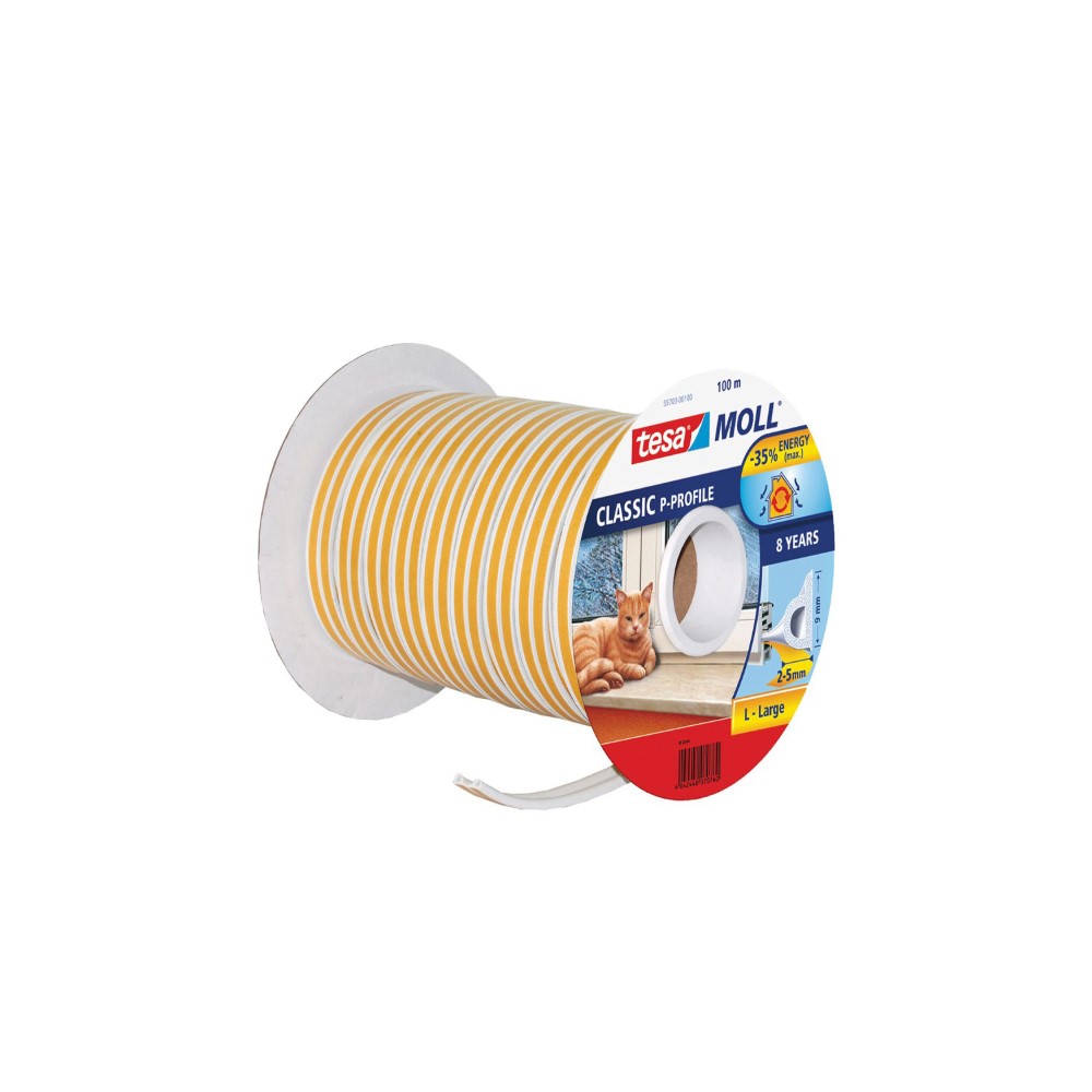 Tesamoll P-Profile Draught Excluder (2-5Mm Gaps) White