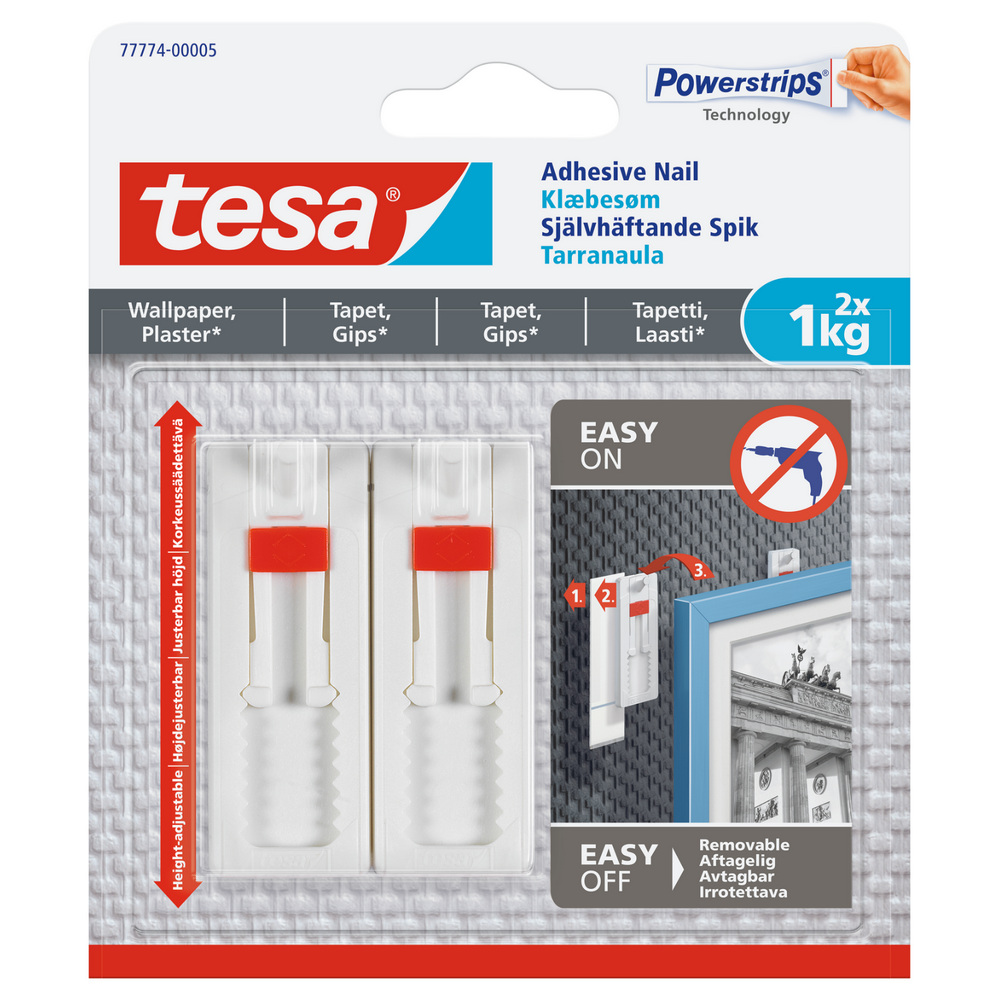 Tesa Adhesive Nail Sensitive Surfaces, Adjustable