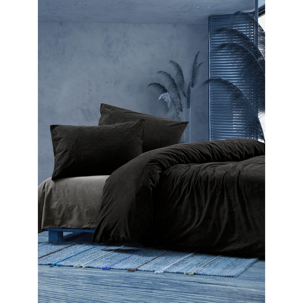 Cottonbox Crash - Black Poplin Double Quilt Cover Set 200*220CM