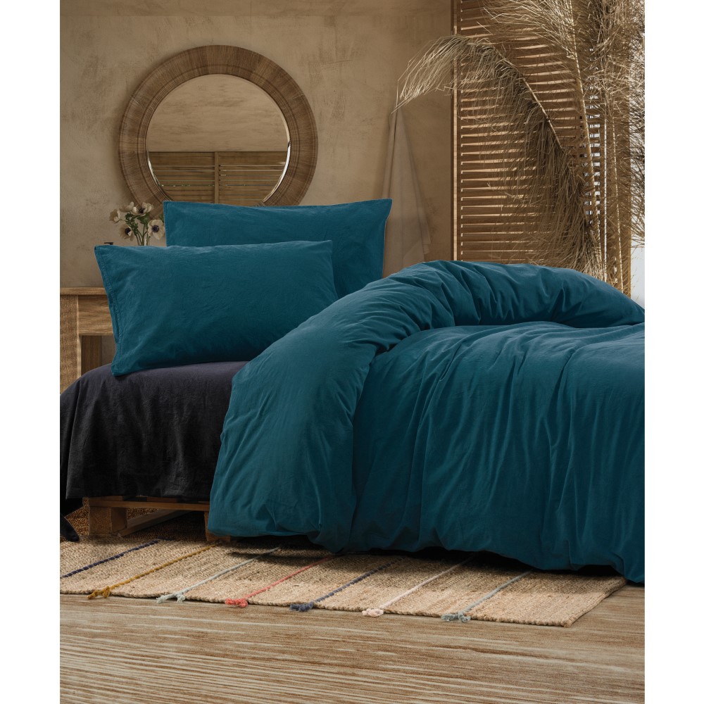 Cottonbox Crash - Petrol Blue Poplin Double Quilt Cover Set 200*220CM