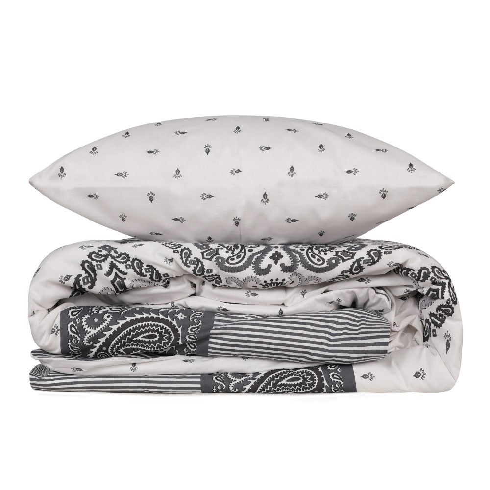 Cottonbox Alope - Grey Ranforce Single Quilt Cover Set 160*220CM