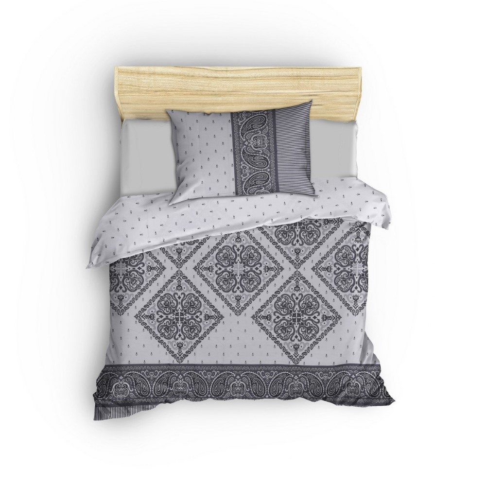 Cottonbox Alope - Grey Ranforce Single Quilt Cover Set 160*220CM