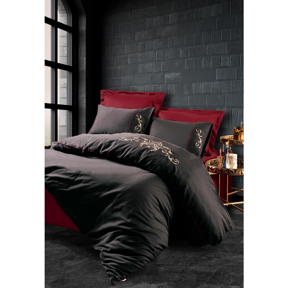 Cottonbox Sarita - Claret Red Satin Double Quilt Cover Set 200*220CM