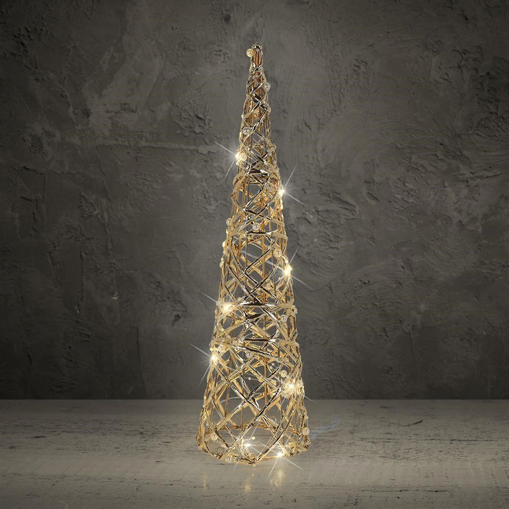 Koopman Xmas Deco Cone 40 Led Gold Pearl 80Cm