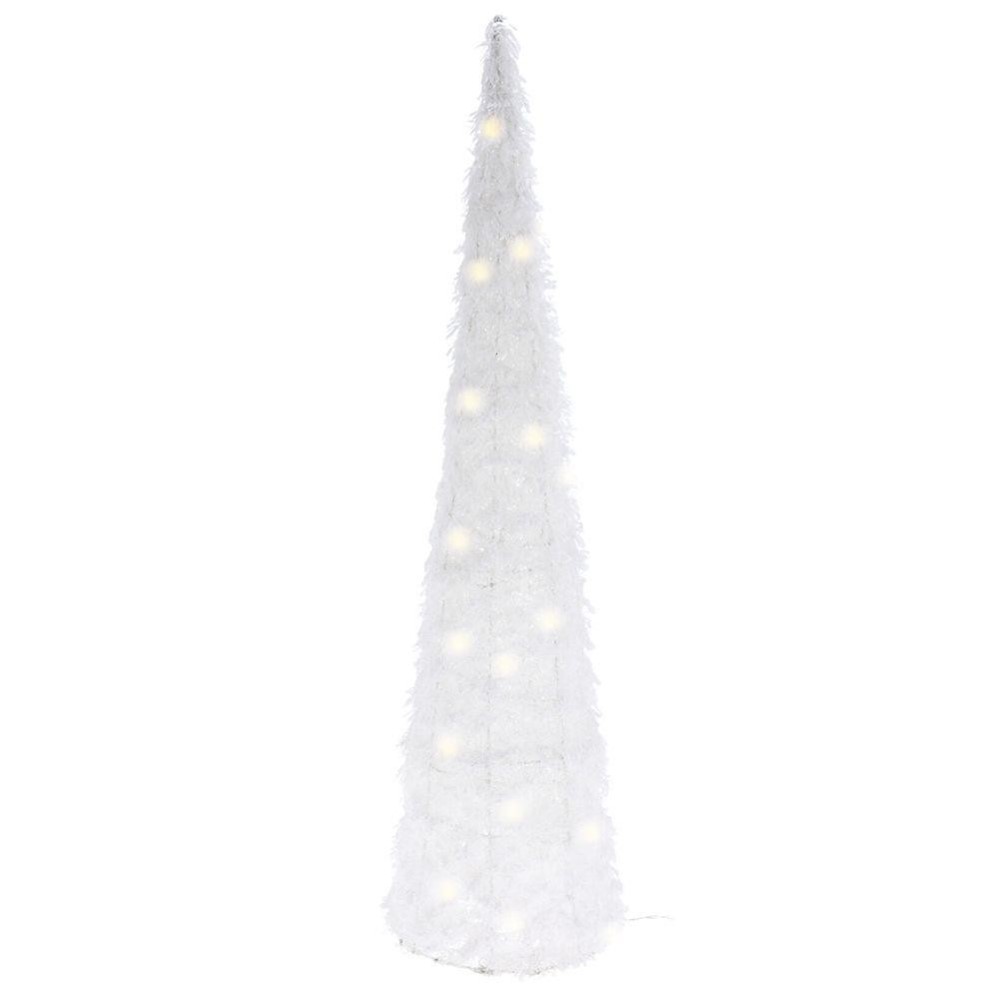 Koopman Xmas Deco Cone 25 Led White Tinsel 80Cm