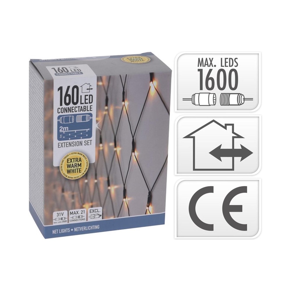 Koopman Connect Net Lights - 160 Led - 2 M - Extra Warm White