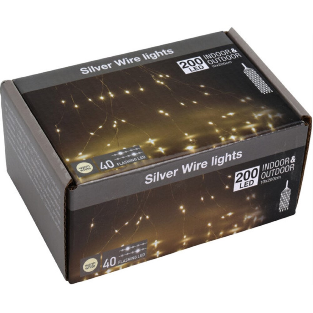 Koopman Silver Wire Lights 200 Led Warm White