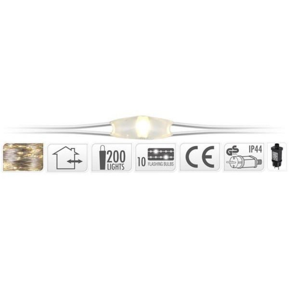 Koopman Silver Wire Lights 200 Led Warm White