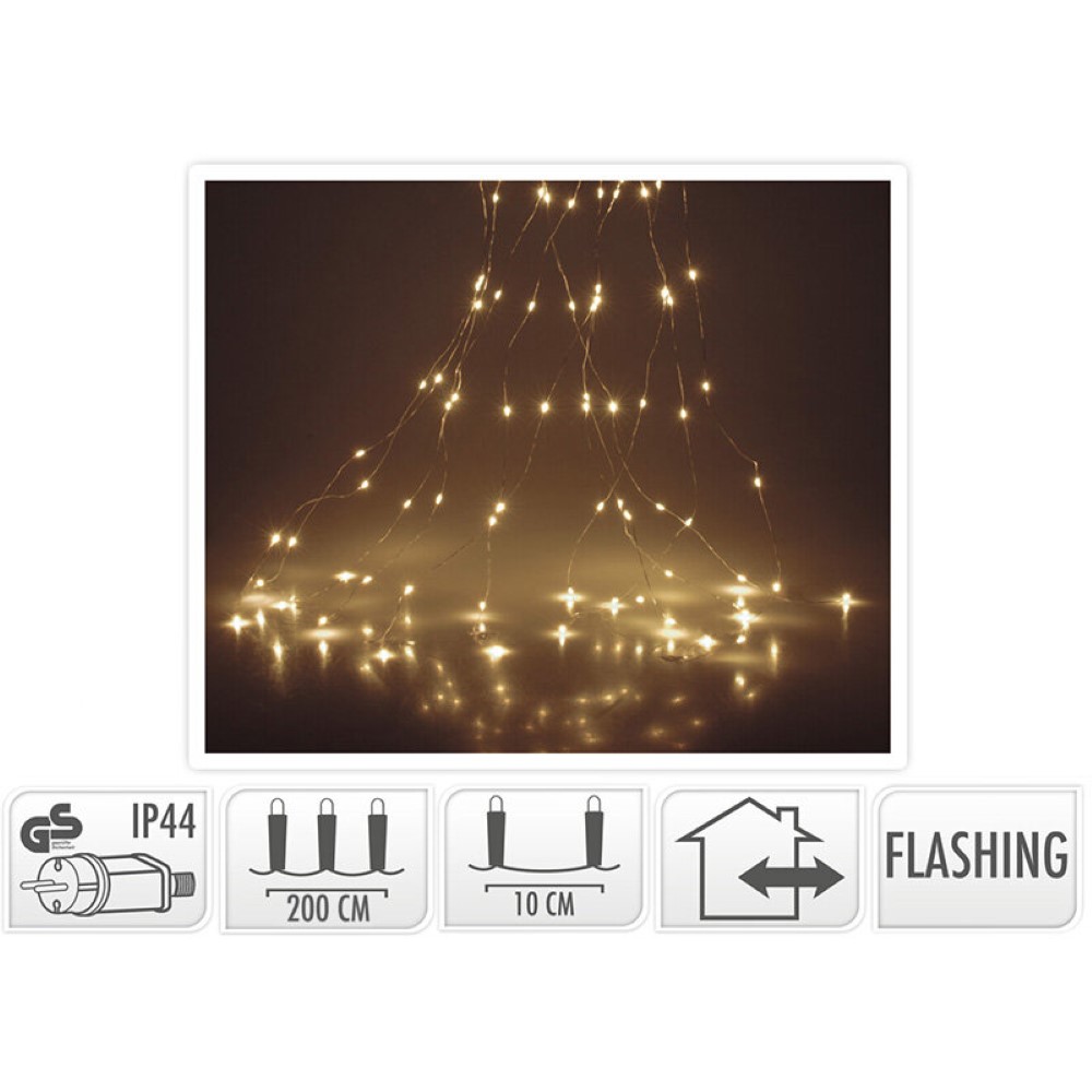 Koopman Silver Wire Lights 200 Led Warm White