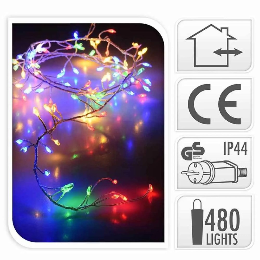 Koopman Silver Wire Lights 480 Led Multicolor Cluster