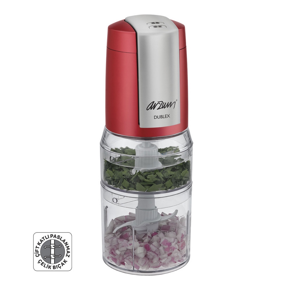 Arzum Dublex Double Bowl Chopper - Red