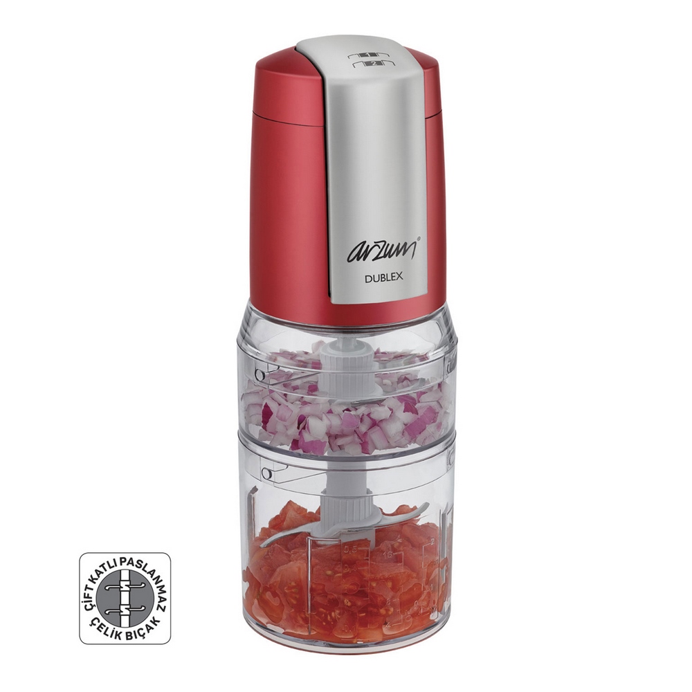 Arzum Dublex Double Bowl Chopper - Red