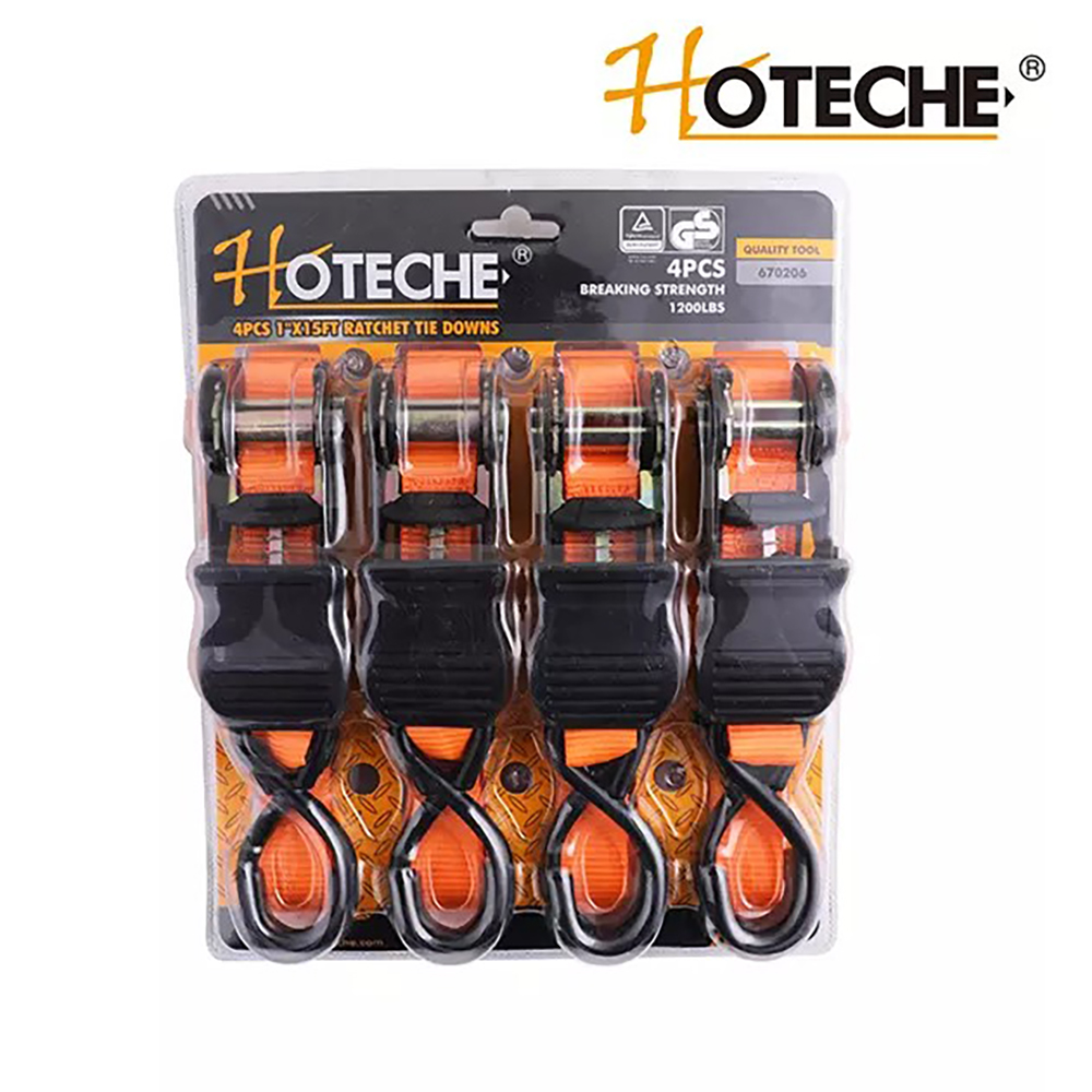 Hoteche 4Pcs 1"X15Ft Rachet Tie Downs